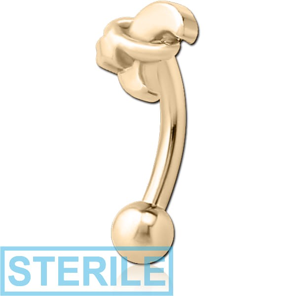 STERILE ZIRCON GOLD PVD COATED SURGICAL STEEL FANCY CURVED MICRO BARBELL - ANNULAR ECLIPSE AND STAR