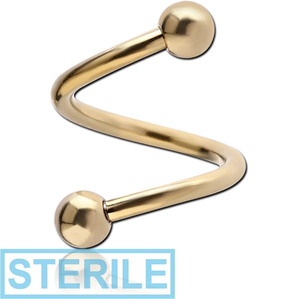 STERILE ZIRCON GOLD PVD COATED SURGICAL STEEL MICRO BODY SPIRAL
