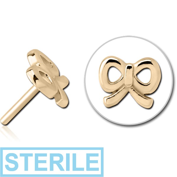 STERILE ZIRCON GOLD PVD COATED SURGICAL STEEL THREADLESS ATTACHMENT - BOW TIE