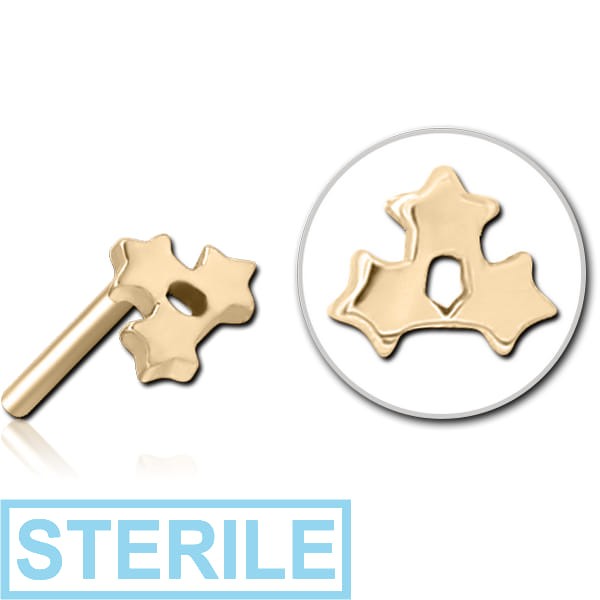 STERILE ZIRCON GOLD PVD COATED SURGICAL STEEL THREADLESS ATTACHMENT - TRIPLE STAR