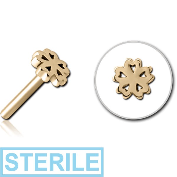 STERILE ZIRCON GOLD PVD COATED SURGICAL STEEL THREADLESS ATTACHMENT - CLOVER