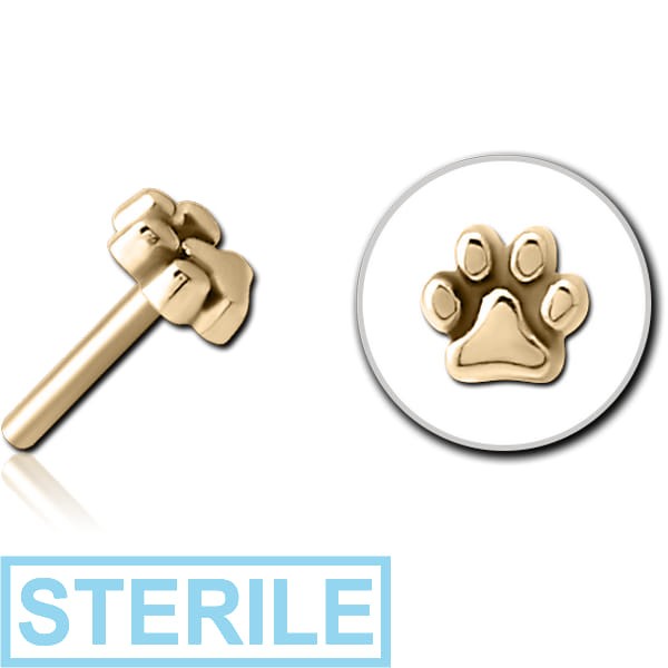 STERILE ZIRCON GOLD PVD COATED SURGICAL STEEL THREADLESS ATTACHMENT - PLAIN ANIMAL PAW