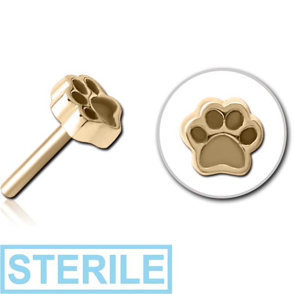 STERILE ZIRCON GOLD PVD COATED SURGICAL STEEL THREADLESS ATTACHMENT - ANIMAL PAW INDENT