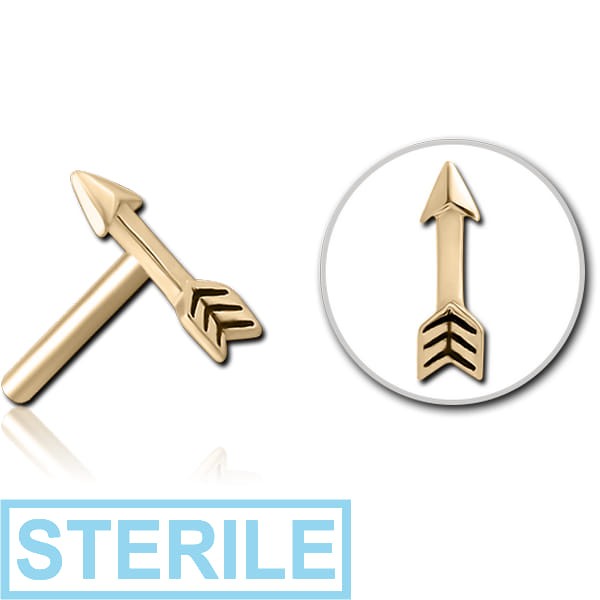 STERILE ZIRCON GOLD PVD COATED SURGICAL STEEL THREADLESS ATTACHMENT - ARROW