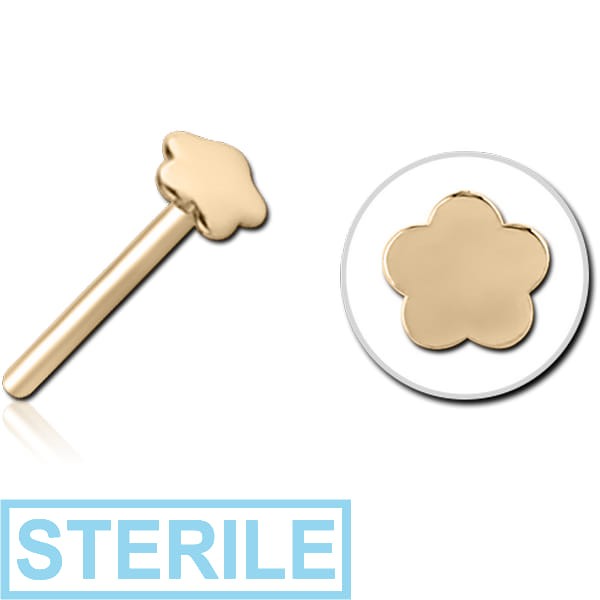 STERILE ZIRCON GOLD PVD COATED SURGICAL STEEL THREADLESS ATTACHMENT - FLOWER