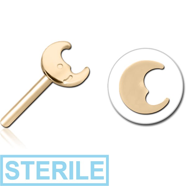 STERILE ZIRCON GOLD PVD COATED SURGICAL STEEL THREADLESS ATTACHMENT - MOON