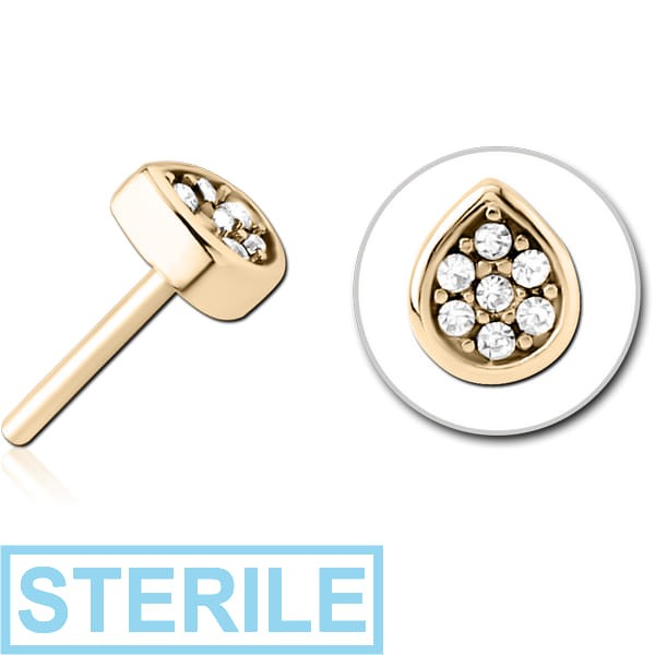 STERILE ZIRCON GOLD PVD COATED SURGICAL STEEL JEWELLED THREADLESS ATTACHMENT - DROP