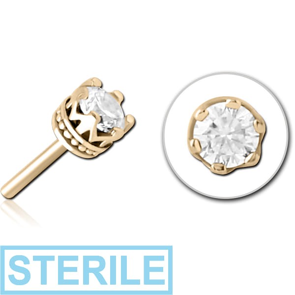 STERILE ZIRCON GOLD PVD COATED SURGICAL STEEL JEWELLED THREADLESS ATTACHMENT - CROWN