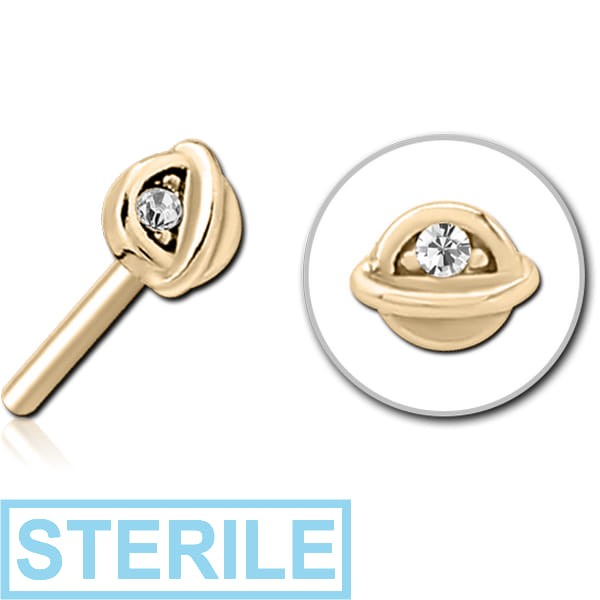STERILE ZIRCON GOLD PVD COATED SURGICAL STEEL JEWELLED THREADLESS ATTACHMENT - HALF OPEN EYE