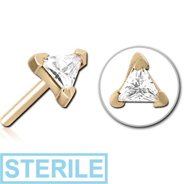 STERILE ZIRCON GOLD PVD COATED SURGICAL STEEL JEWELLED THREADLESS ATTACHMENT - TRIANGLE