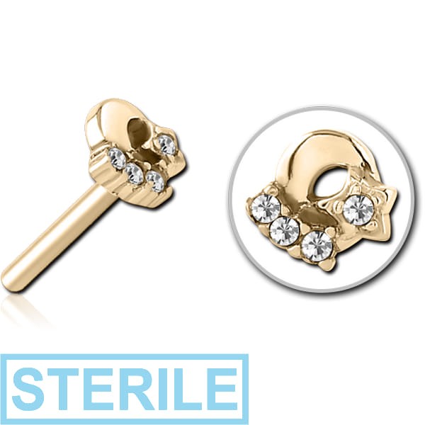 STERILE ZIRCON GOLD PVD COATED SURGICAL STEEL JEWELLED THREADLESS ATTACHMENT - PLAIN MOON AND STARS