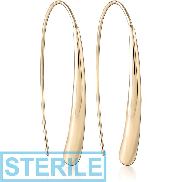 STERILE ZIRCON GOLD PVD COATED SURGICAL STEEL EARRINGS PAIR