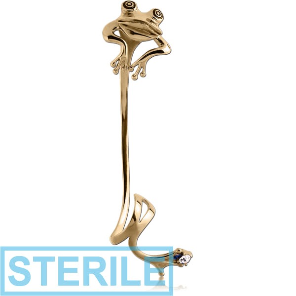 STERILE ZIRCON GOLD PVD COATED SURGICAL STEEL JEWELLED EAR CUFF