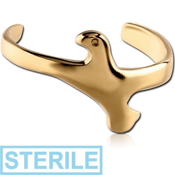 STERILE ZIRCON GOLD PVD COATED SURGICAL STEEL EAR CUFF