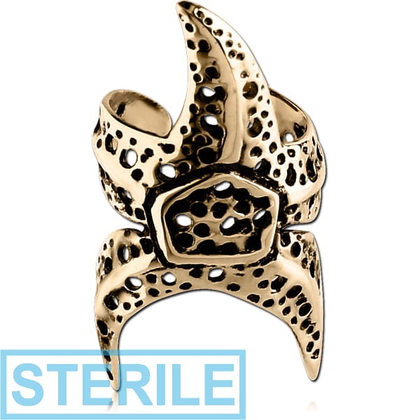 STERILE ZIRCON GOLD PVD COATED SURGICAL STEEL EAR CUFF