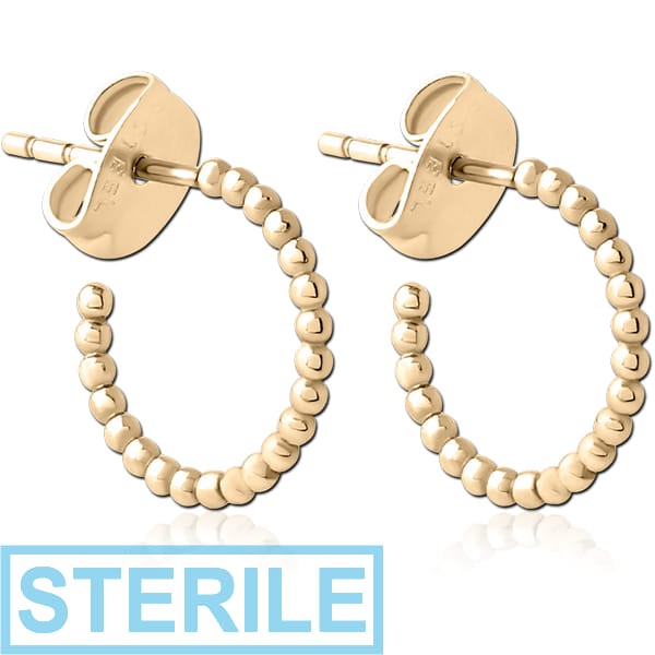 STERILE ZIRCON GOLD PVD COATED SURGICAL STEEL EAR STUDS PAIR