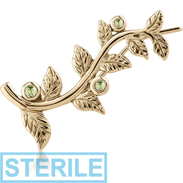 STERILE ZIRCON GOLD PVD COATED SURGICAL STEEL JEWELLED EAR VINE - LEFT