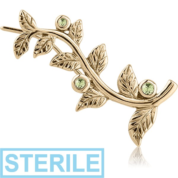 STERILE ZIRCON GOLD PVD COATED SURGICAL STEEL JEWELLED EAR VINE - RIGHT