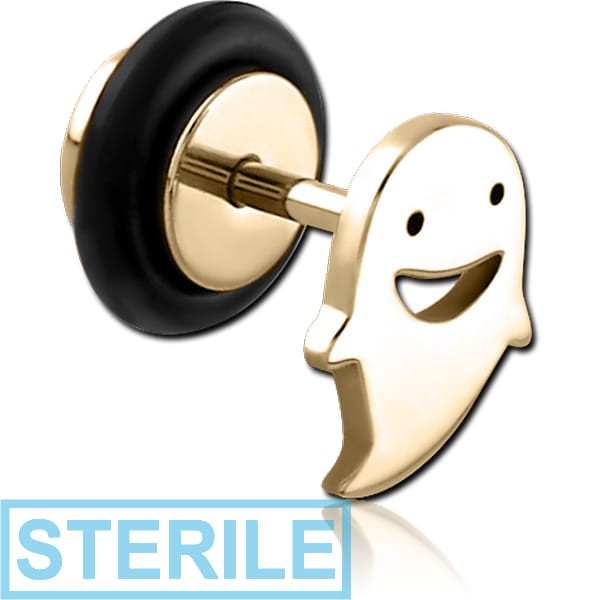 STERILE ZIRCON GOLD PVD COATED SURGICAL STEEL FAKE PLUG