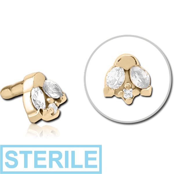 STERILE ZIRCON GOLD PVD COATED SURGICAL STEEL JEWELLED PUSH FIT ATTACHMENT FOR BIOFLEX INTERNAL LABRET