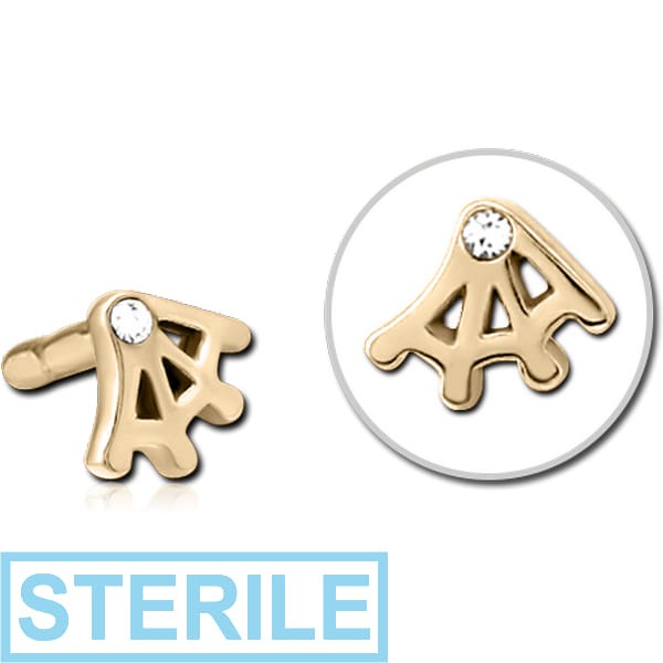 STERILE ZIRCON GOLD PVD COATED SURGICAL STEEL JEWELLED PUSH FIT ATTACHMENT FOR BIOFLEX INTERNAL LABRET - WEB