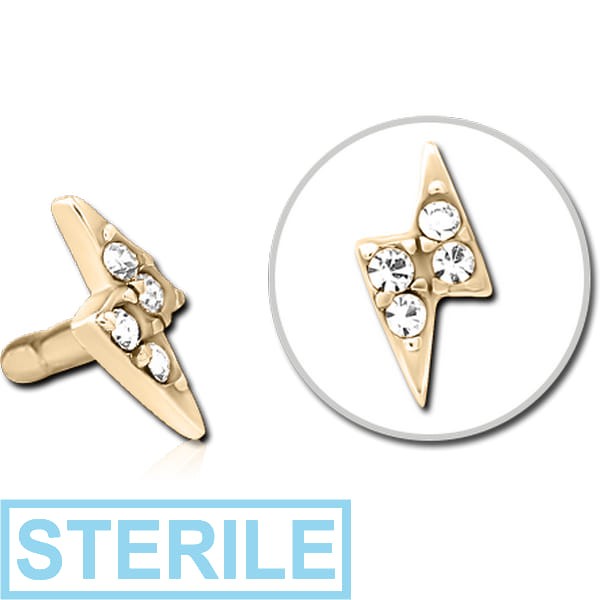 STERILE ZIRCON GOLD PVD COATED SURGICAL STEEL JEWELLED PUSH FIT ATTACHMENT FOR BIOFLEX INTERNAL LABRET - THUNDER