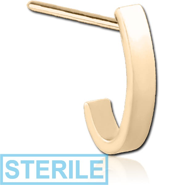 STERILE ZIRCON GOLD PVD COATED SURGICAL STEEL STRAIGHT WRAP AROUND NOSE STUD