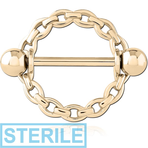 STERILE ZIRCON GOLD PVD COATED SURGICAL STEEL NIPPLE SHIELD