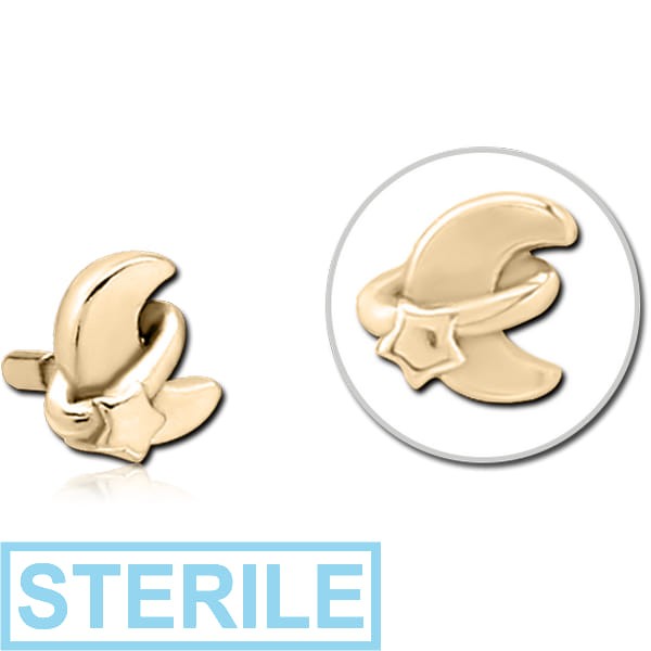 STERILE ZIRCON GOLD PVD COATED SURGICAL STEEL PUSH FIT ATTACHMENT FOR BIOFLEX INTERNAL LABRET - ANNULAR ECLIPSE AND STAR