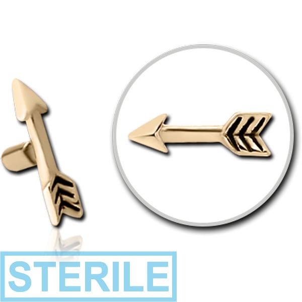 STERILE ZIRCON GOLD PVD COATED SURGICAL STEEL PUSH FIT ATTACHMENT FOR BIOFLEX INTERNAL LABRET - ARROW