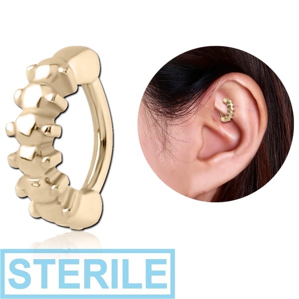 STERILE ZIRCON GOLD PVD COATED SURGICAL STEEL ROOK CLICKER - CATERPILLAR