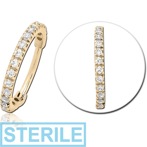 STERILE ZIRCON GOLD PVD COATED SURGICAL STEEL PRONG SET CRYSTAL JEWELLED MULTI PURPOSE CLICKER