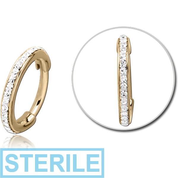 STERILE ZIRCON GOLD PVD COATED SURGICAL STEEL CRYSTALINE JEWELLED MULTI PURPOSE CLICKER