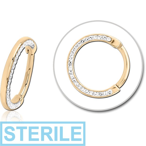 STERILE ZIRCON GOLD PVD COATED SURGICAL STEEL CRYSTALINE JEWELLED MULTI PURPOSE CLICKER