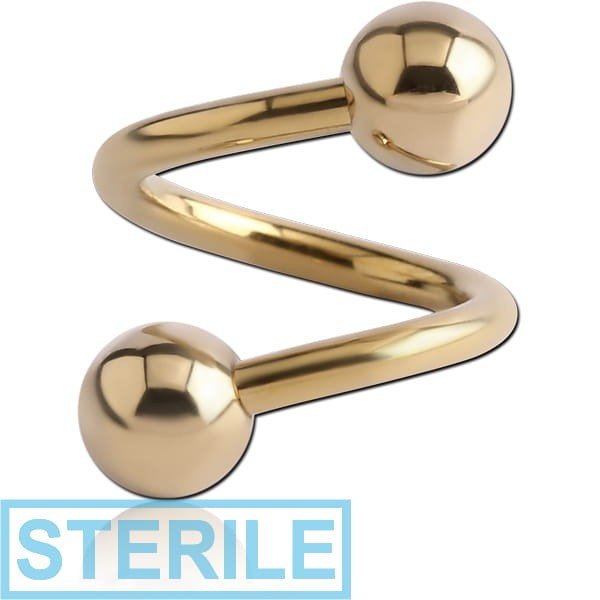 STERILE ZIRCON GOLD PVD COATED SURGICAL STEEL BODY SPIRAL