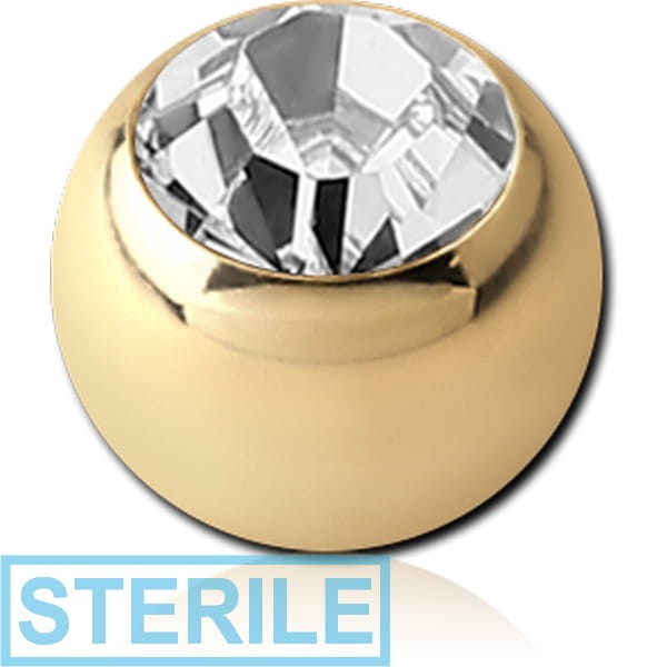 STERILE ZIRCON GOLD PVD COATED TITANIUM HIGH END CRYSTAL JEWELLED BALLS
