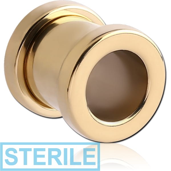 STERILE ZIRCON GOLD PVD COATED SURGICAL STEEL THREADED TUNNEL