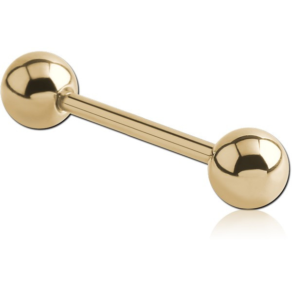 ZIRCON GOLD PVD COATED SURGICAL STEEL BARBELL