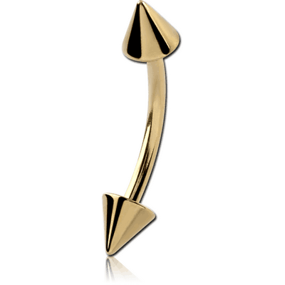ZIRCON GOLD SURGICAL STEEL MICRO CURVED BARBELL WITH CONES