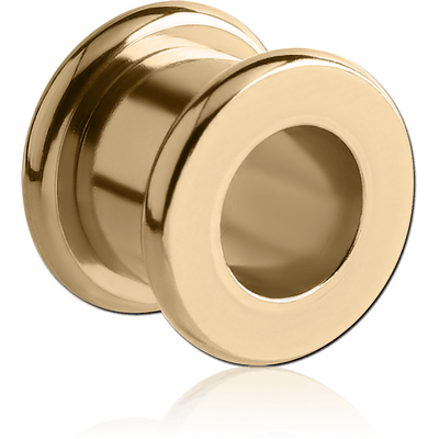 ZIRCON GOLD SURGICAL STEEL ROUND-EDGE THREADED TUNNEL