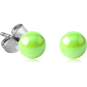 UV ACRYLIC AB COATED NEON BALL EAR STUDS PAIR