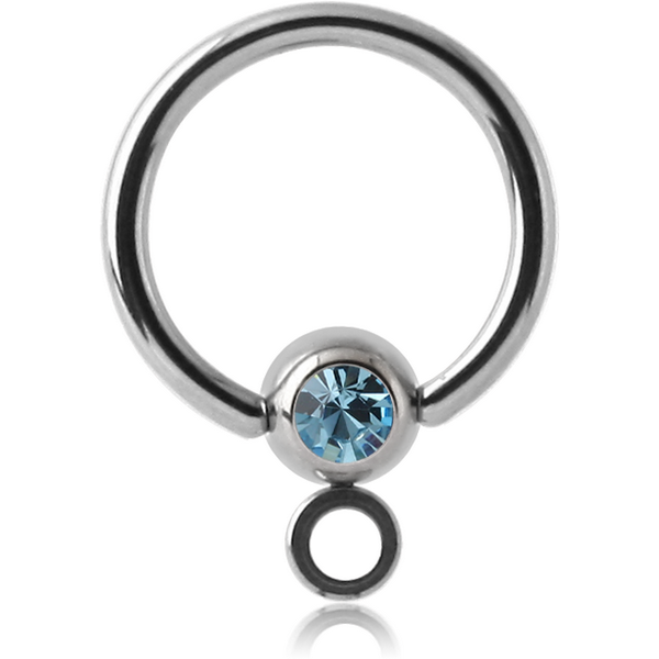 SURGICAL STEEL VALUE JEWELLED BALL CLOSURE RING WITH HORIZONTAL HOOP