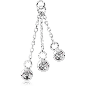 RHODIUM PLATED BRASS TRIPLE JEWEL CHARM