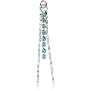 RHODIUM PLATED BRASS JEWELLED DANGLING CHARM