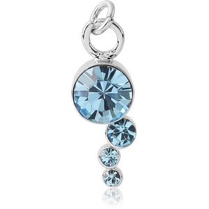 RHODIUM PLATED BRASS MULTI JEWELLED CHARM