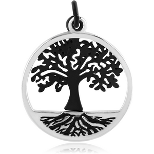 RHODIUM PLATED BRASS CHARM - TREE OF LIFE TWO PLATES