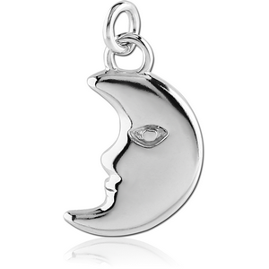 RHODIUM PLATED BRASS CHARM - MOON