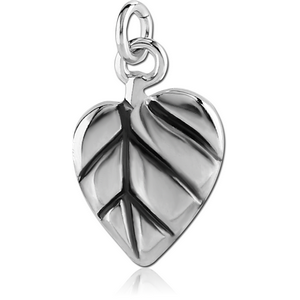 RHODIUM PLATED BRASS CHARM - LEAF