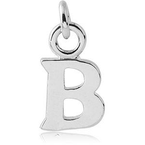 RHODIUM PLATED BRASS LETTER CHARM - B