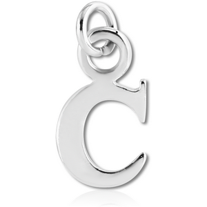 RHODIUM PLATED BRASS LETTER CHARM - C